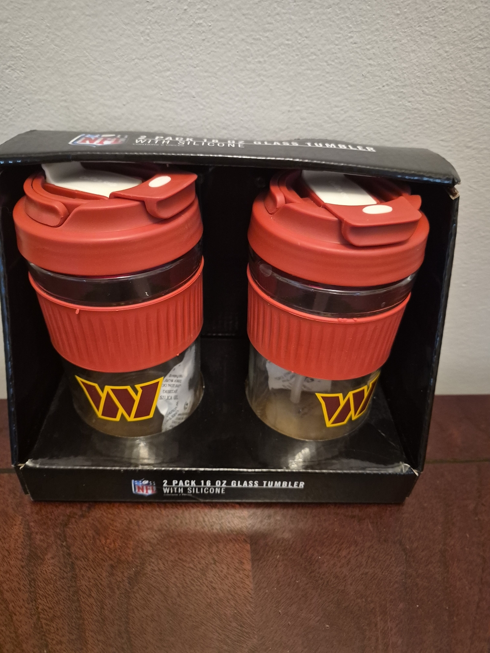 NFL Red and Yellow Washington Football Team 2-Pack Glass‎ Tumblers